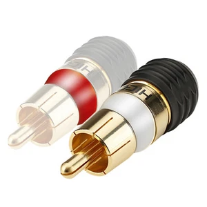 HICON Cinch Stecker 1 Stück weiß o rot RCA vergoldet lötfreie Montage | HI-CM-SM - Bild 1 von 3