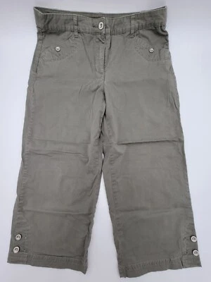 Pantalones capri de colección Karen Scott para mujer talla 8 verde oliva cintura alta dobladillo con botones Foto 1 de 4