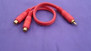 RCA Phono Plug to 2xRCA Phono Sockets Gold, OFC, Professional "Y" Splitter Lead - Picture 1 of 2