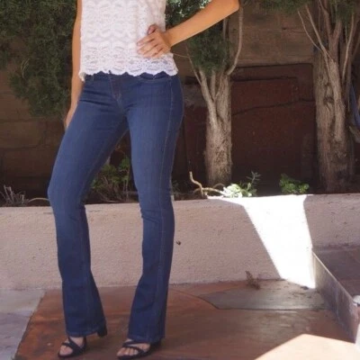 Bleulab Reversible Bootcut 2 in 1 Jeans Dark Blue Floral Print Size 26 - Image 1 of 4