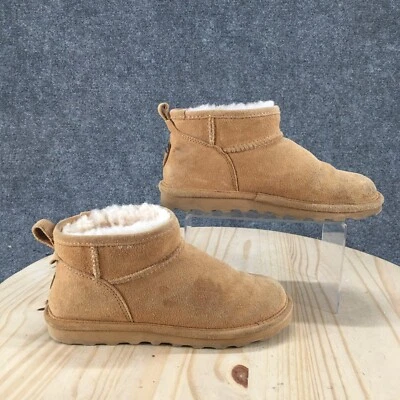 Bearpaw Botas Mujer 7 Cortas Piel de Oveja Beige Vaca Gamuza Pull On Tobillo Top 2860W Foto 1 de 4