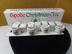 Juego de 4 servilletas de árbol de Navidad Spode con sello de patrón de acebo - Imagen 1 de 6