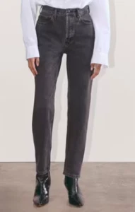 Jean Everlane The 90s Cheeky 29 lavado negro recto tiro alto algodón orgánico - Imagen 1 de 14