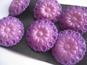 24.5mm Large Lovely Lilac Lavender Floral Designer Vintage Sewing Buttons Set 6 - Picture 1 of 5