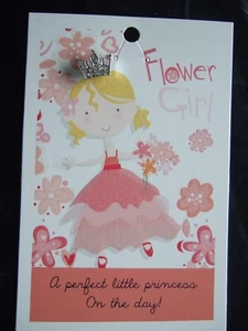 Insignia NIÑA FLOR, diseño de corona de insignia de botón pequeño en respaldo de tarjeta regalo favorito - Imagen 1 de 3