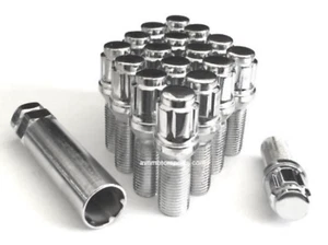 10x 14x1.5 SPLINE TUNER LUG BOLTS CHROME WHEEL LOCKS 40MM SHANK AUDI MERCEDES VW - Picture 1 of 3