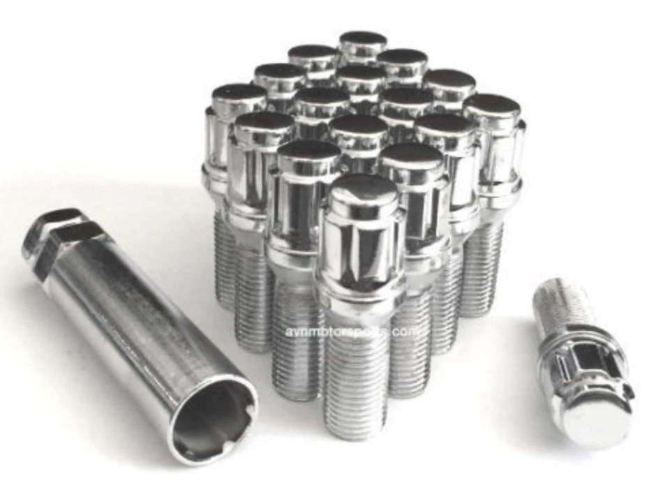 10x 14x1.5 SPLINE TUNER LUG BOLTS CHROME WHEEL LOCKS 40MM SHANK AUDI MERCEDES VW - Image 1 of 3