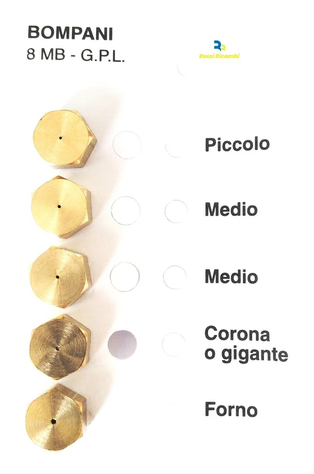 BOMPANI BOREAL UGELLI INIETTORI CUCINA 4 FUOCHI + FORNO GAS GPL FILETTO 8MB