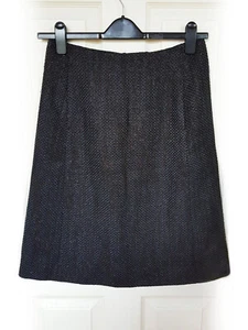 JAEGER Navy & Metallic Copper Woollen Crosshatch Skirt, Size 10 - VGC - Picture 1 of 4