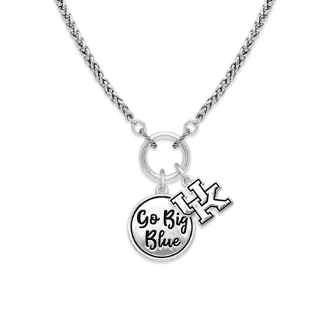 Kentucky Wildcats Go Big Blue Twist and Shout Silver Necklace Jewelry UK Cover