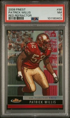 2008 Topps Finest Patrick Willis Red Refractor /25 2nd Year 49ers #96 PSA 7 NM - Image 1 of 2