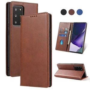 Samsung Galaxy S25 S24 S23 S22 S21 S20 Note Leather Magnetic Folio Wallet Case - Picture 1 of 10