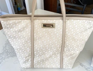 DKNY Donna Karan HEMP-SAND Heritage W/ Saffiano Large Top Zip Tote NWOT - Picture 1 of 12