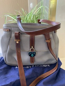 Dooney & Bourke Samba Leather Large Satchel Gray Pebble Grain Leather - Picture 1 of 5
