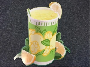 AUCTION IS FOR TWO SAME SIZE LEMONADE LEMON CUP DRINK CORRUGATED PLASTIC SIGNS - Picture 1 of 9