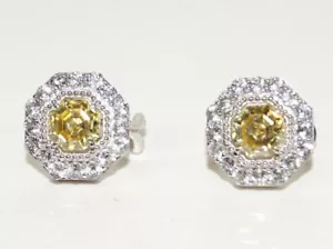 New JUDITH RIPKA 925 St Silver Casablanca Canary Crystal Post Stud Earrings - Picture 1 of 8