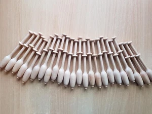 24 NEW Unused Lace Making Bobbins Wooden Continental Light wood #M32 - Picture 1 of 7