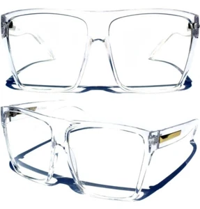 Transparent Frame Retro Clear Lens Eye Glasses Women's Ladies Large Eyewear - Picture 1 of 3