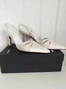 LK BENNETT Shoes Ivory Satin Wedding Bridal Sling Back Sz 38.5 UK 5.5 Ex Con - Picture 1 of 14