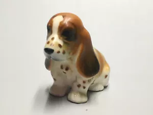 Vintage Hagen Renaker Miniature Porcelain Mini Basset Hound Dog Figure - Picture 1 of 4