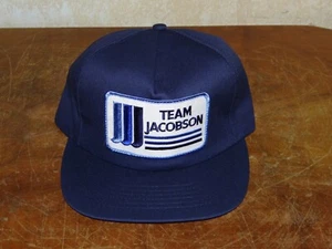 Vintage Jacobson Transportation Snapback Trucker Hat Blue Iowa Team Trucking Cap - Picture 1 of 9
