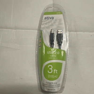 ATIVA® USB 2.0  Cable 3 Feet 833-220 - Image 1 of 3