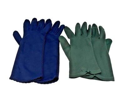 Lote de 2 Guantes Abrazables Fownes Vintage Azul Verde Talla Pequeña 6-71/2 Halloween Foto 1 de 4