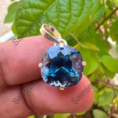 Colgante de aguamarina natural Santa María de 15,60 quilates certificado en plata de ley 925 Foto 1 de 4