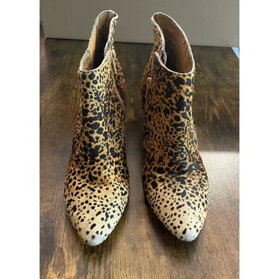 Botines Matisse Nugent cuña leopardo pelo de becerro real cuero talla 7M Foto 1 de 4