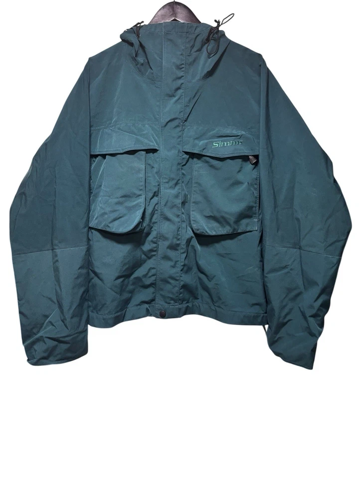 Vintage Simms Fishing Dry Coat Wading Jacket Mens L Teal Fly Fishing Gore-Tex - Image 1 of 4