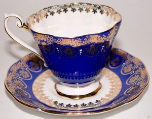 Antique Royal Standard Cup & Saucer England Bone China Cobalt Blue Gold FreeS&H - Picture 1 of 5