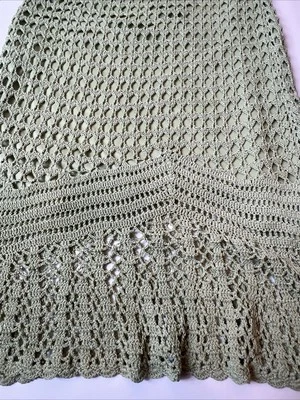 Falda Y2K Midi Verde Crochet Encaje Boho Capricho Goblincore Hada Talla S Foto 1 de 4