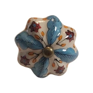 Hobby Lobby Cream Ceramic Decorative Drawer Pull Knob Floral Leaf Anthropologie - Picture 1 of 9