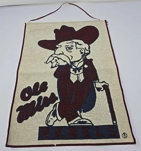 Seltener Vintage OLE MISS Rebellen Col. Reb Wandteppich Wandhänger 13” x 17” - Bild 1 von 3