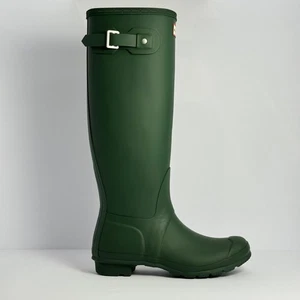 Hunter Women's Original Tall Matte Rain Boot, Size 8,  Green - Picture 1 of 9