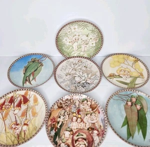 May Gibbs Gumnut Babies Plate Set x7 1990s Bradford Exchange Bush Babies Plates - Picture 1 of 19