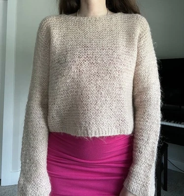 Suéter corto The Limited para mujer rosa polvoriento tejido mezcla de lana talla M Foto 1 de 4