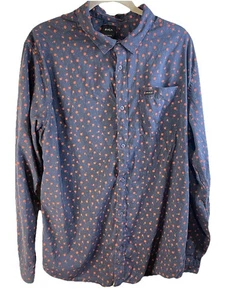 Camicia RVCA slim fit manica lunga uomo taglia XL bottoni floreali 100% cotone - Foto 1 di 9
