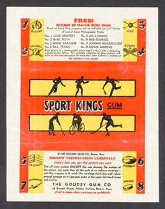 1933 Goudey Sport Kings Wax Pack Wrapper - Super High Grade - Bild 1 von 1