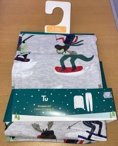 TU BOYS STAG SKIING CHRISTMAS LONG SLEEVE / LEG PYJAMAS 8-9 YEARS BNWT XMAS GIFT - Picture 1 of 11