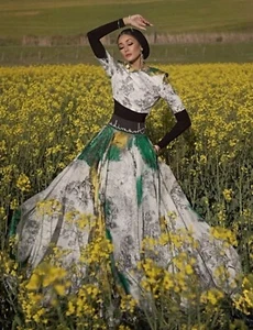 SET OF 2 💛Anamika Khanna X H&M 💛Silk Blend Floral Motif Top & Long Skirt - Picture 1 of 19
