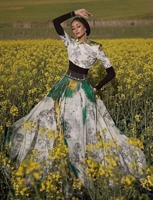 Anamika Khanna X H&M Silk Blend Floral Motif Long Skirt AU UK 18 (EU 46) - Image 1 of 4