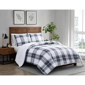 CANNON 2-PC Comforter Set Twin Blue Tartan Plaid 180-Thread Count Polyester - Picture 1 of 5
