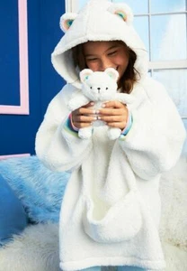 Justice Girls Polar Bear Pajamas Size 10 Sherpa Hoodie Cozy Soft - Picture 1 of 7