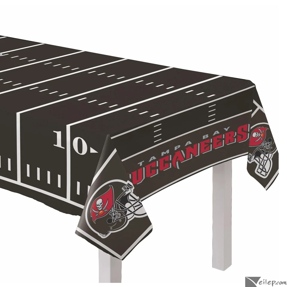 amscan Tampa Bay Buccaneers Football 54" x 96" Rectangle Plastic Party Tablec... - Image 1 of 1