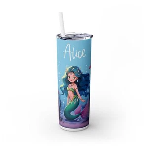 Vaso flaco de sirena personalizado con pajita, regalo para amantes de las sirenas, lindas sirenas - Imagen 1 de 13