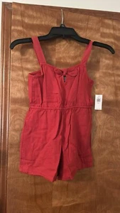 Old Navy Girls Sleeveless Linen Blend Red Summer Romper Sz M 8 - Picture 1 of 4