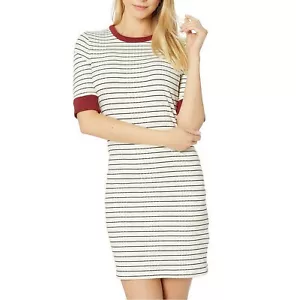 NWT Joie Striped T-shirt Half-sleeve Everyday Dress, Small, Porcelain, MSRP $168 - Picture 1 of 8