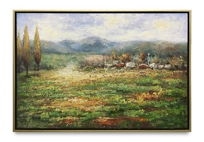 Hungryartist - Pintura al óleo original de vista al campo sobre lienzo enmarcada 24x36 Foto 1 de 4