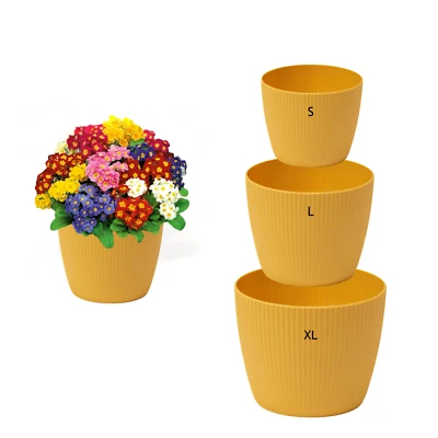 Blumentopf Übertopf Rund Pflanztopf 7 Größen in Gelb Neuheit sehr DEKORATIV - Bild 1 von 4
